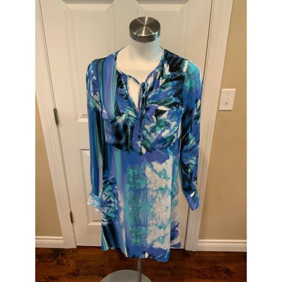 BCBG Max Azria Blue Patterned Shift "Darell"Dress, Size XS - Picture 1 of 6